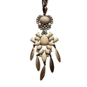 Vtg Retired Stella & Dot Gold Tone Mallorca Chandelier Pendant Necklace Boho